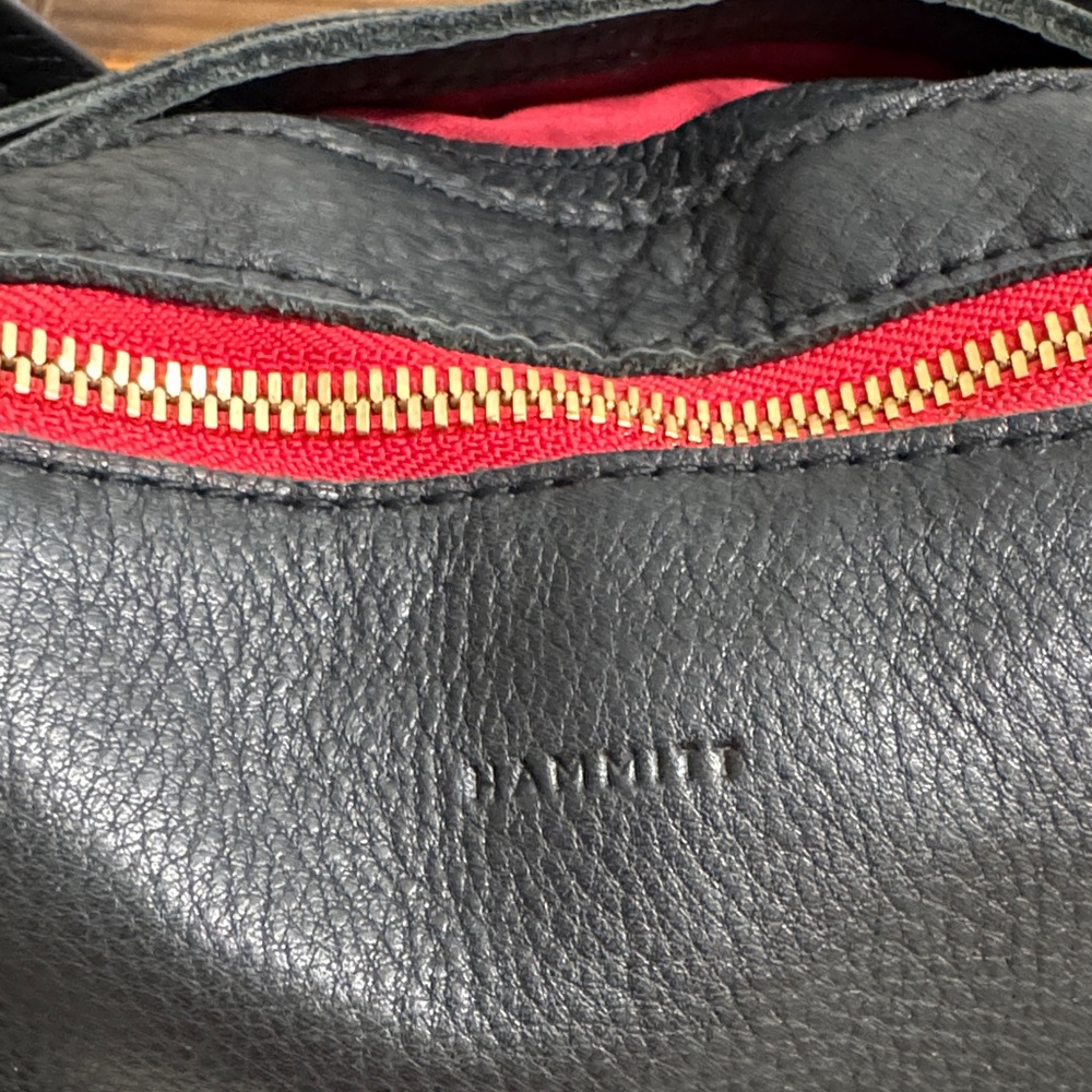 Hammitt Black Leather Shoulder Bag with Red Zipper - Picture 2 of 12